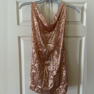 Rose gold minidress with silver chain